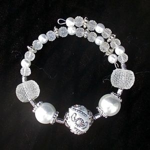White and Silver Wedding Bracelet